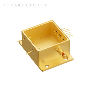 Kaca ke kandang logam yang dimeteraikan dengan plat emas